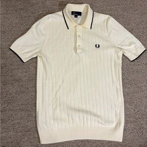 Fred Perry knit Cream Polo Shirt size small